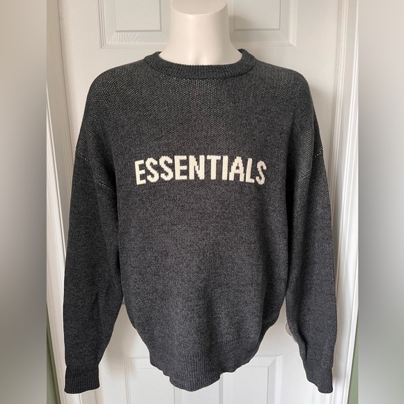 Mens Essentials FOG Fear of God Jacquard Knit Cotton Crewneck Sweater - Picture 6 of 10